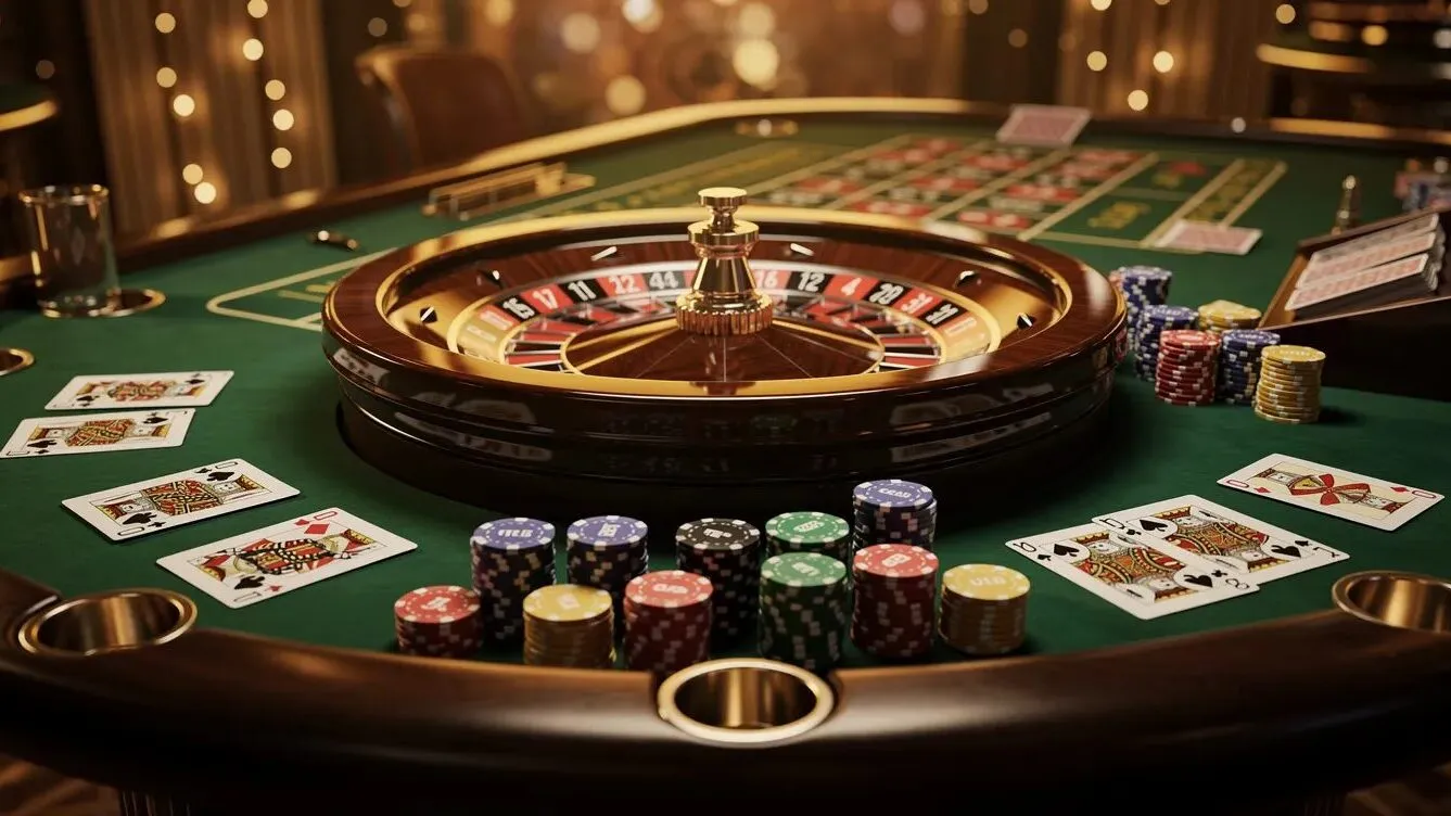 De spectaculaire gevel van restaurant Kythorvane van het casino met een Aurora Borealis-thema